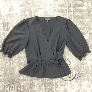Topshop - Black Peplum Wrap Blouse